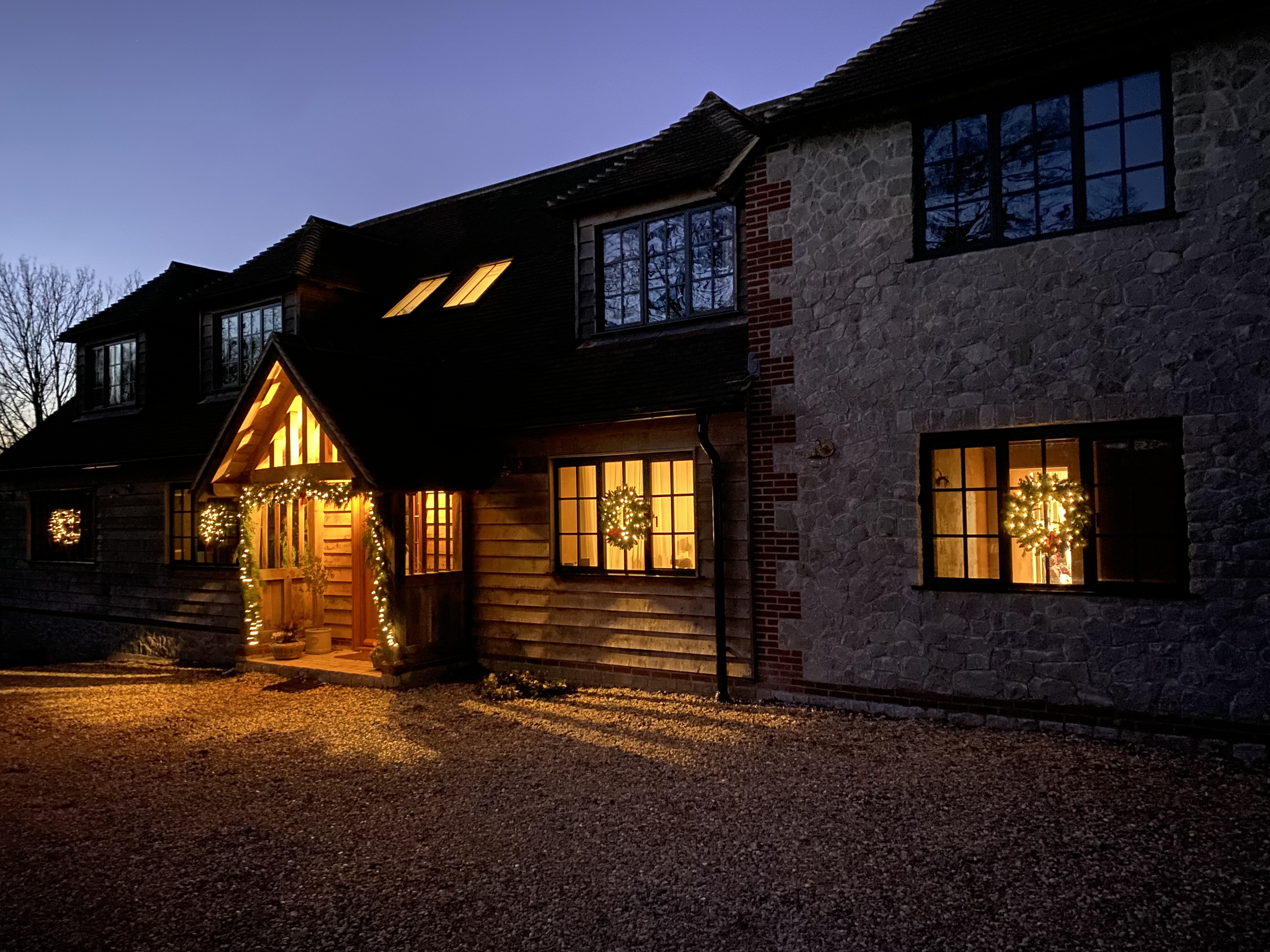 Renovated exterior with rag stone walls